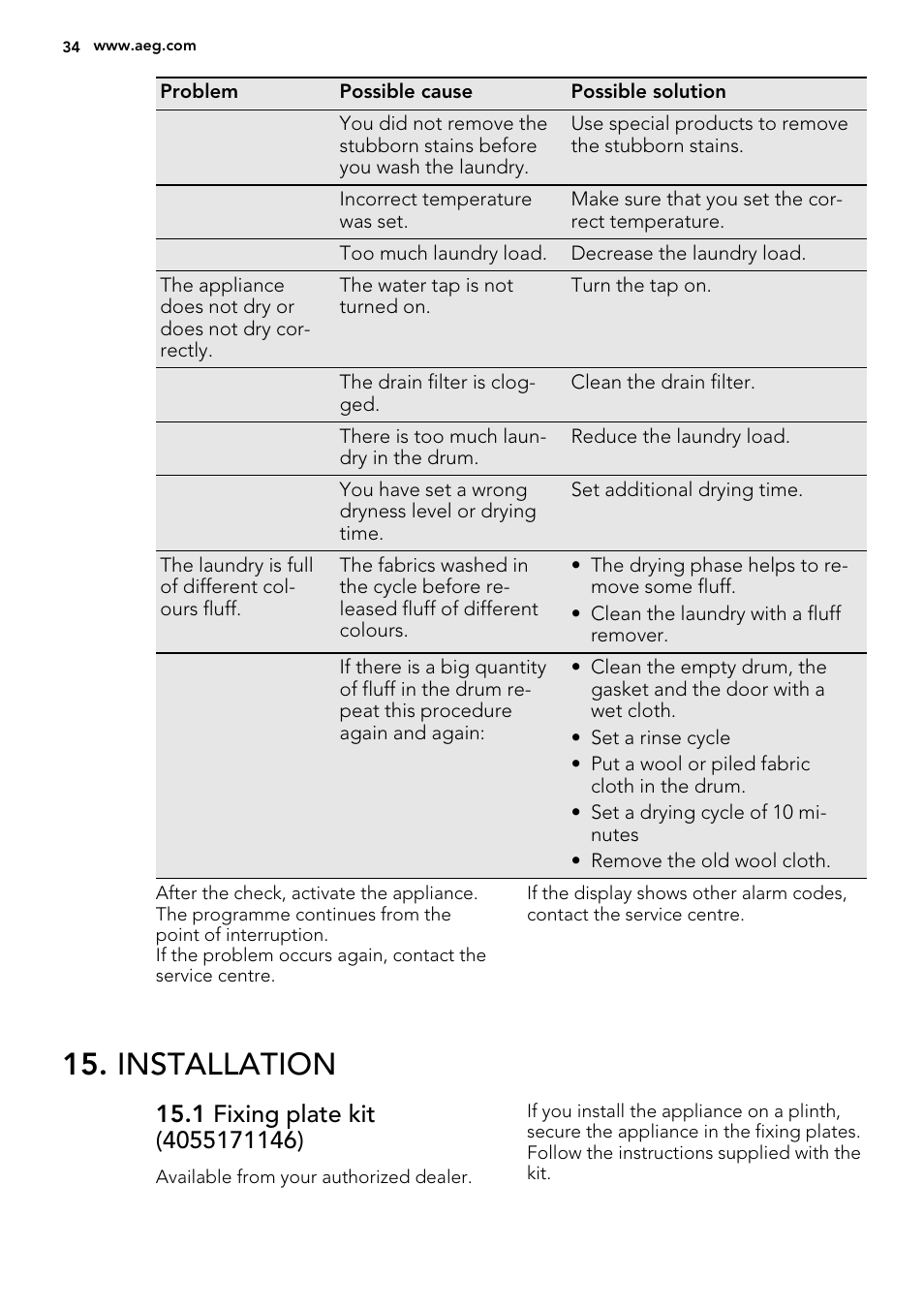 Installation | AEG L99695HWD User Manual | Page 34 / 44