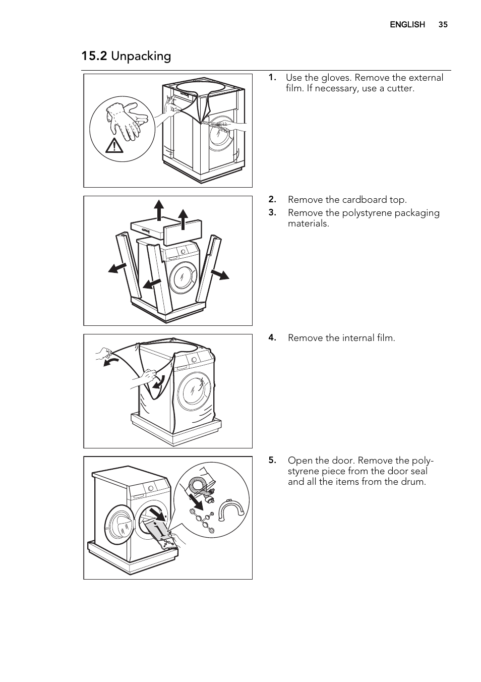 2 unpacking | AEG L99695HWD User Manual | Page 35 / 44