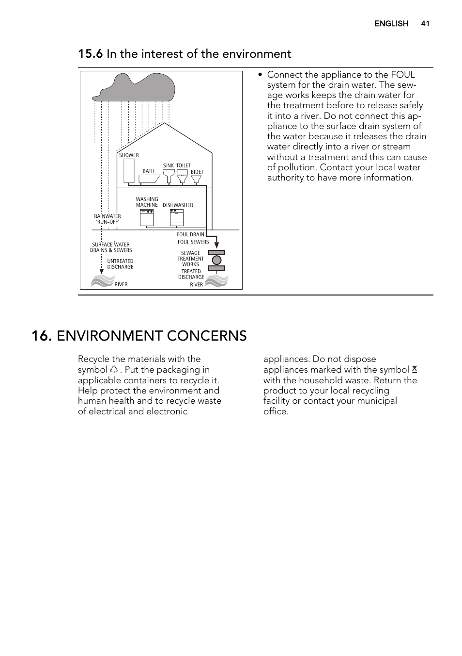 Environment concerns, 6 in the interest of the environment | AEG L99695HWD User Manual | Page 41 / 44