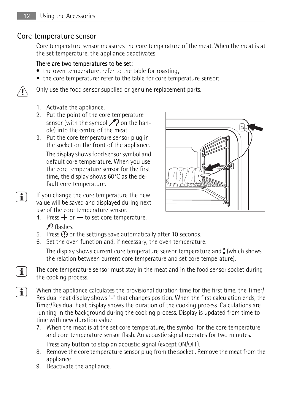 Core temperature sensor | AEG BE3003021M User Manual | Page 12 / 36