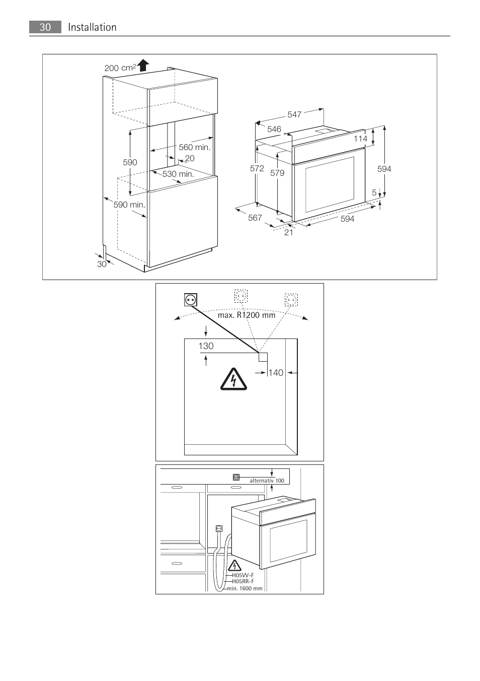 30 installation | AEG BE3003021M User Manual | Page 30 / 36