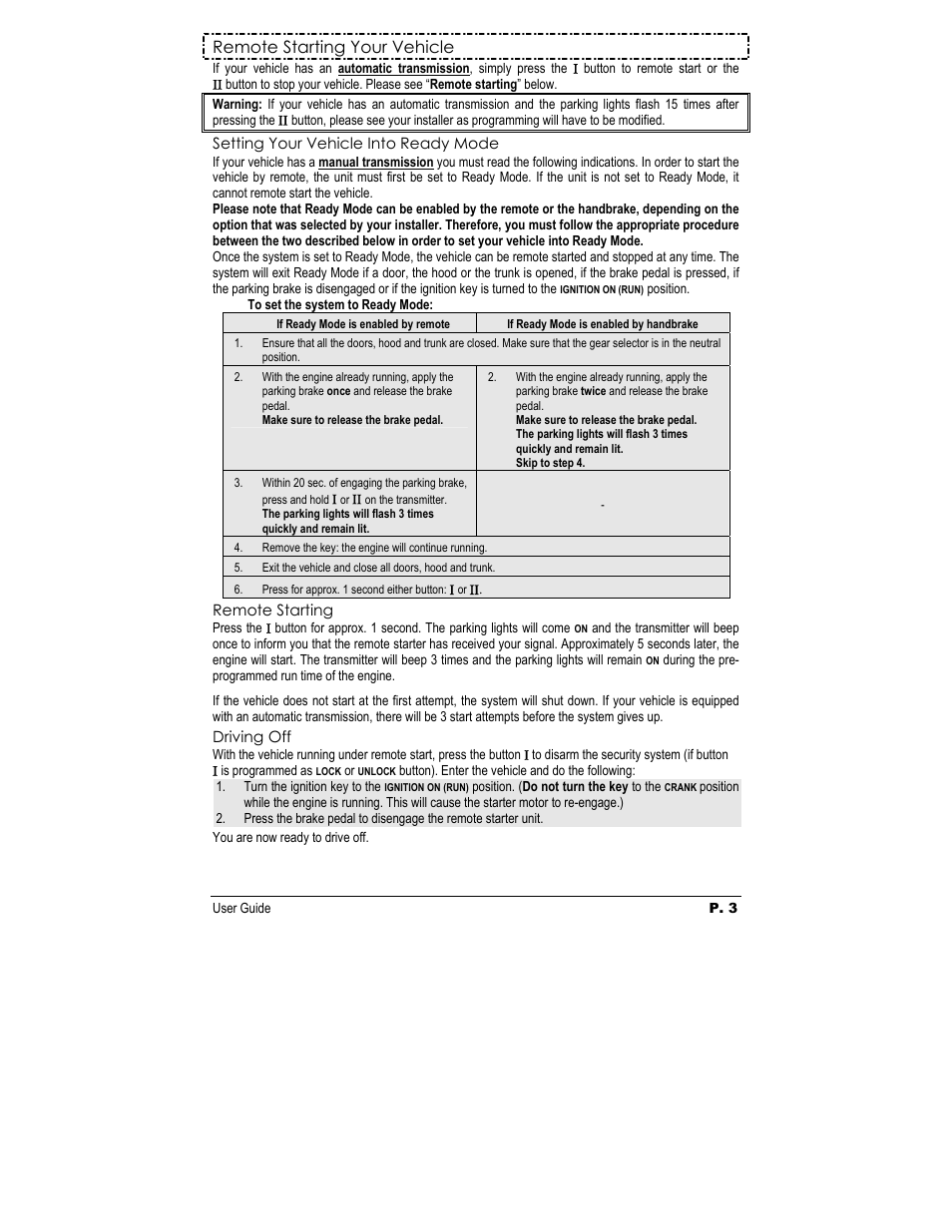 Remote starting your vehicle | Autostart AS-1252 User Manual | Page 3 / 9