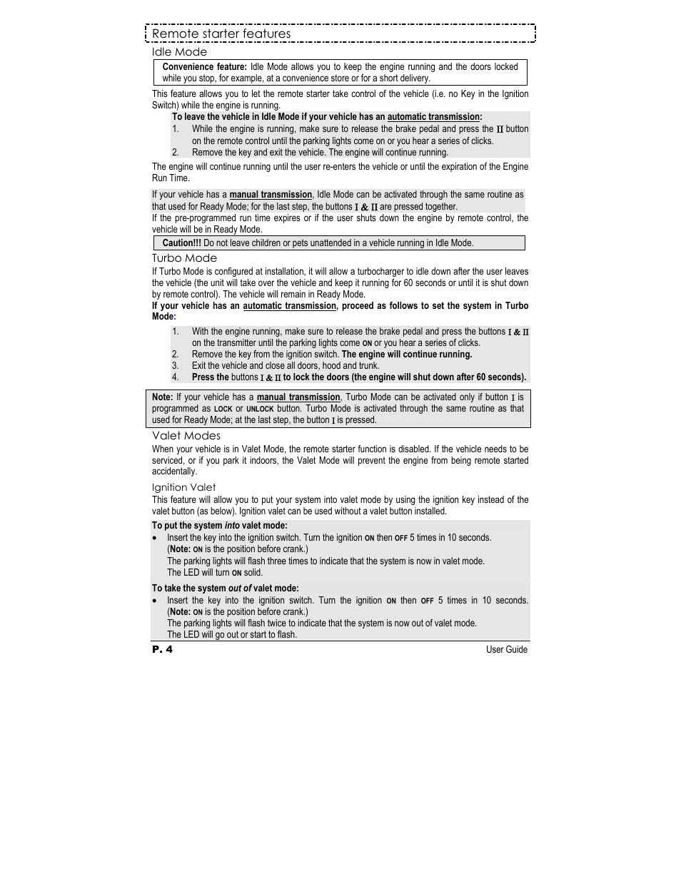 Remote starter features | Autostart AS-1252 User Manual | Page 4 / 9