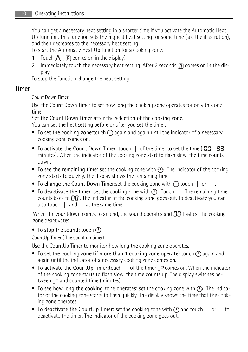 Timer | AEG HK634030FB User Manual | Page 10 / 20
