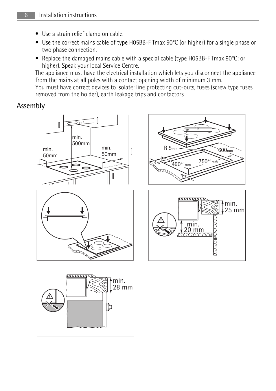 Assembly | AEG HK634030FB User Manual | Page 6 / 20
