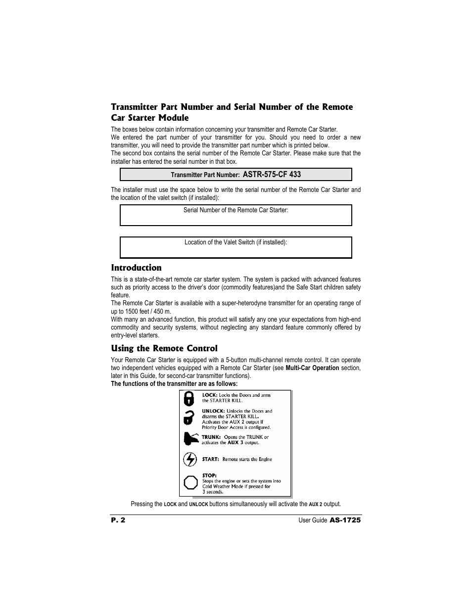 Autostart AS-1725 User Manual | Page 2 / 9