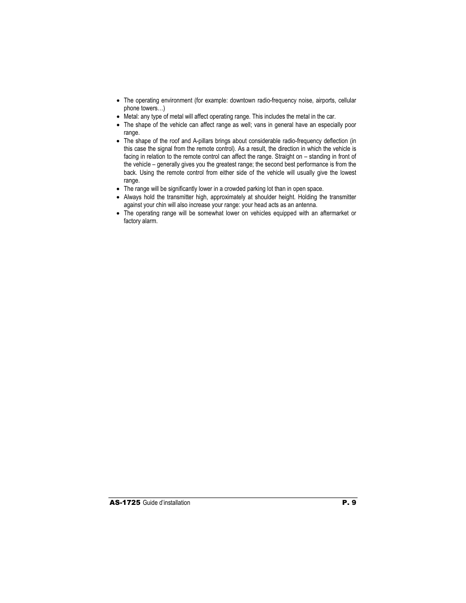 Autostart AS-1725 User Manual | Page 9 / 9