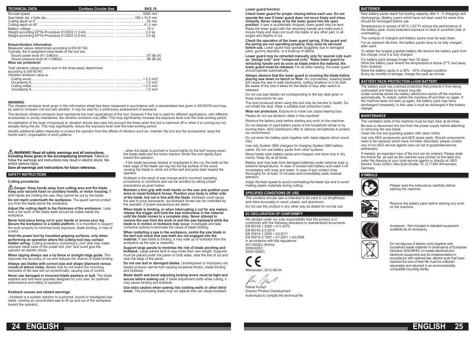 English | AEG BKS 18 User Manual | Page 13 / 41