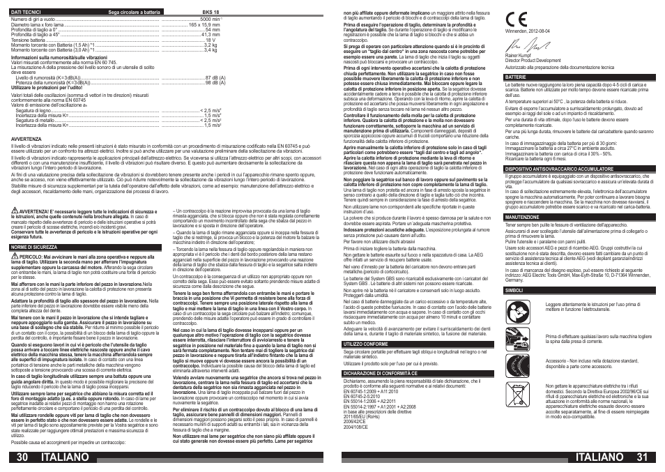 Italiano | AEG BKS 18 User Manual | Page 16 / 41