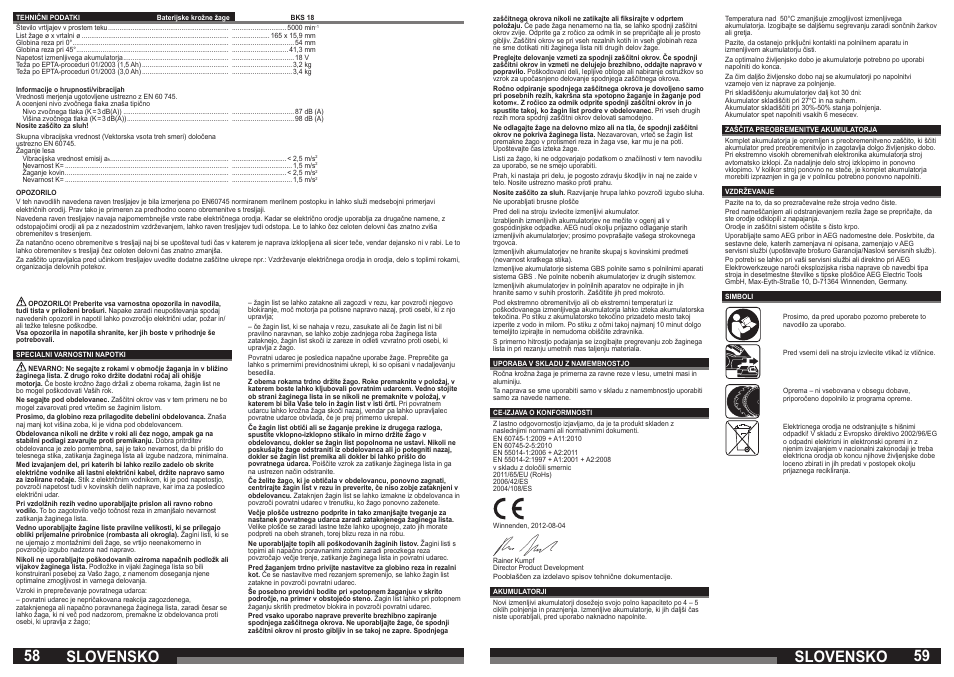 Slovensko | AEG BKS 18 User Manual | Page 30 / 41