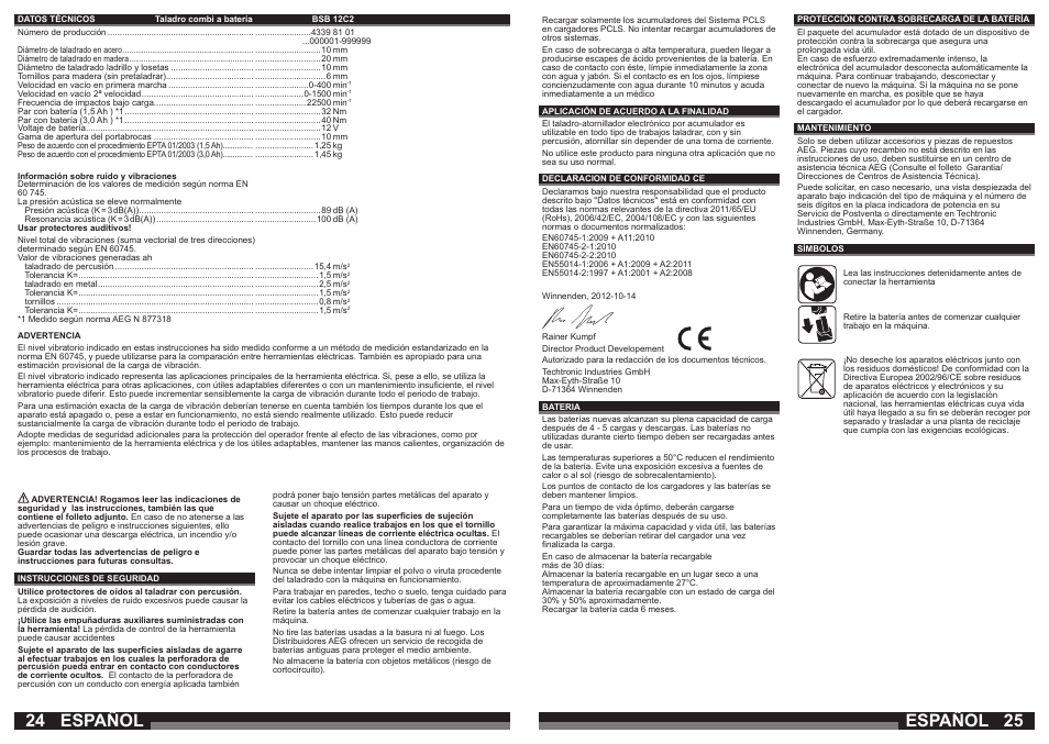 Español | AEG BSB 12C2 User Manual | Page 13 / 37