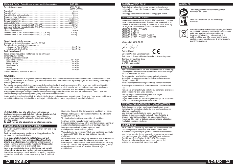 Norsk | AEG BSB 12C2 User Manual | Page 17 / 37