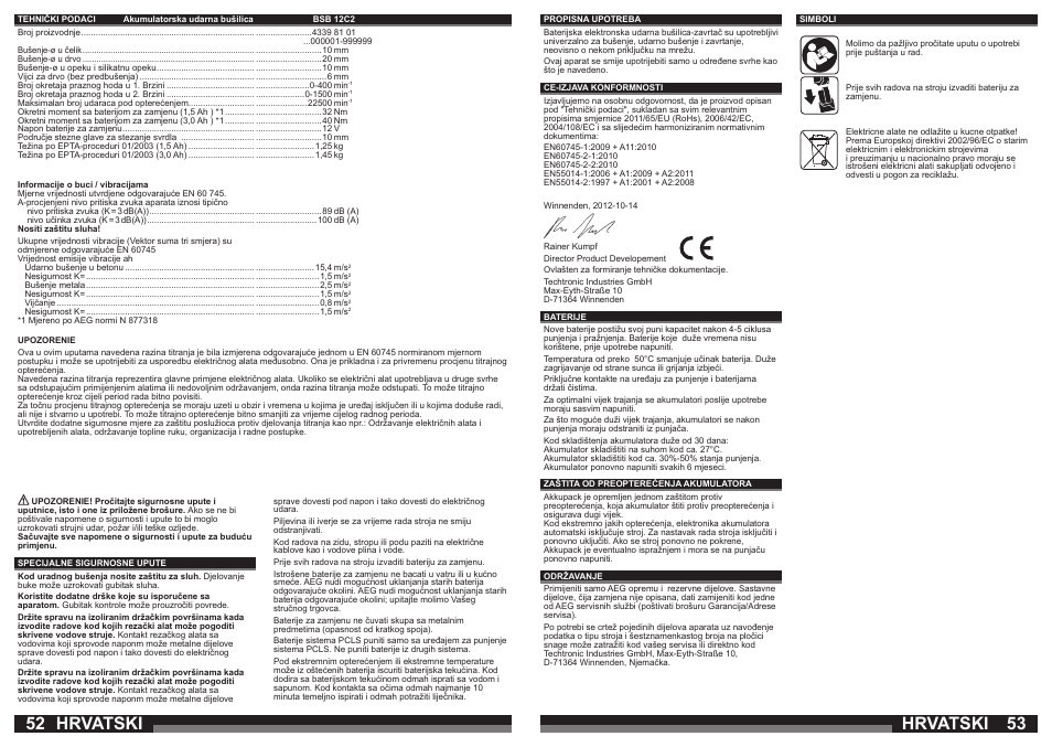 Hrvatski | AEG BSB 12C2 User Manual | Page 27 / 37