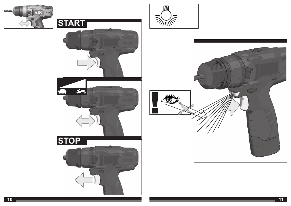 Start stop | AEG BSB 12C2 User Manual | Page 6 / 37
