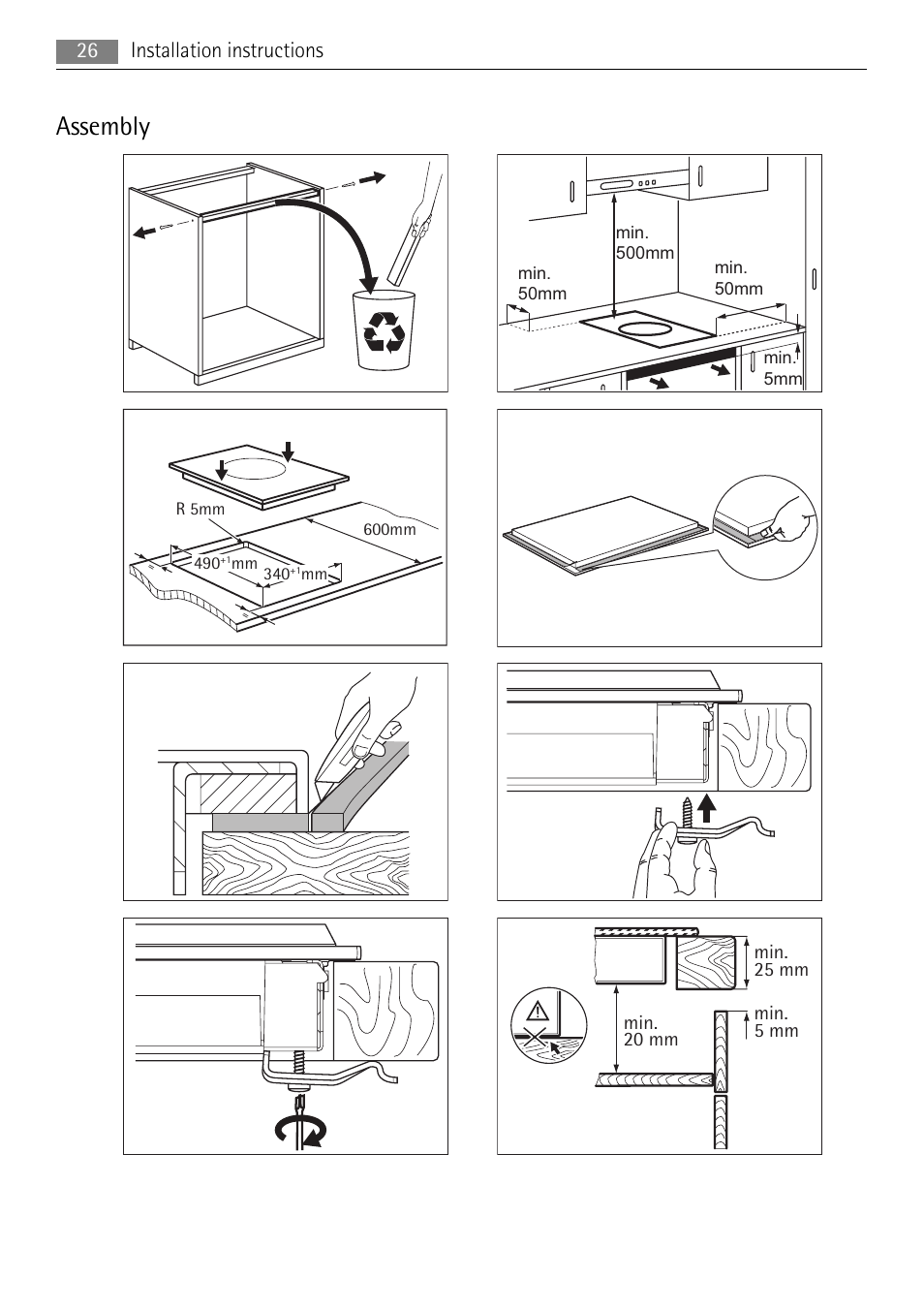 Assembly, 26 installation instructions | AEG HC411520GB User Manual | Page 26 / 76