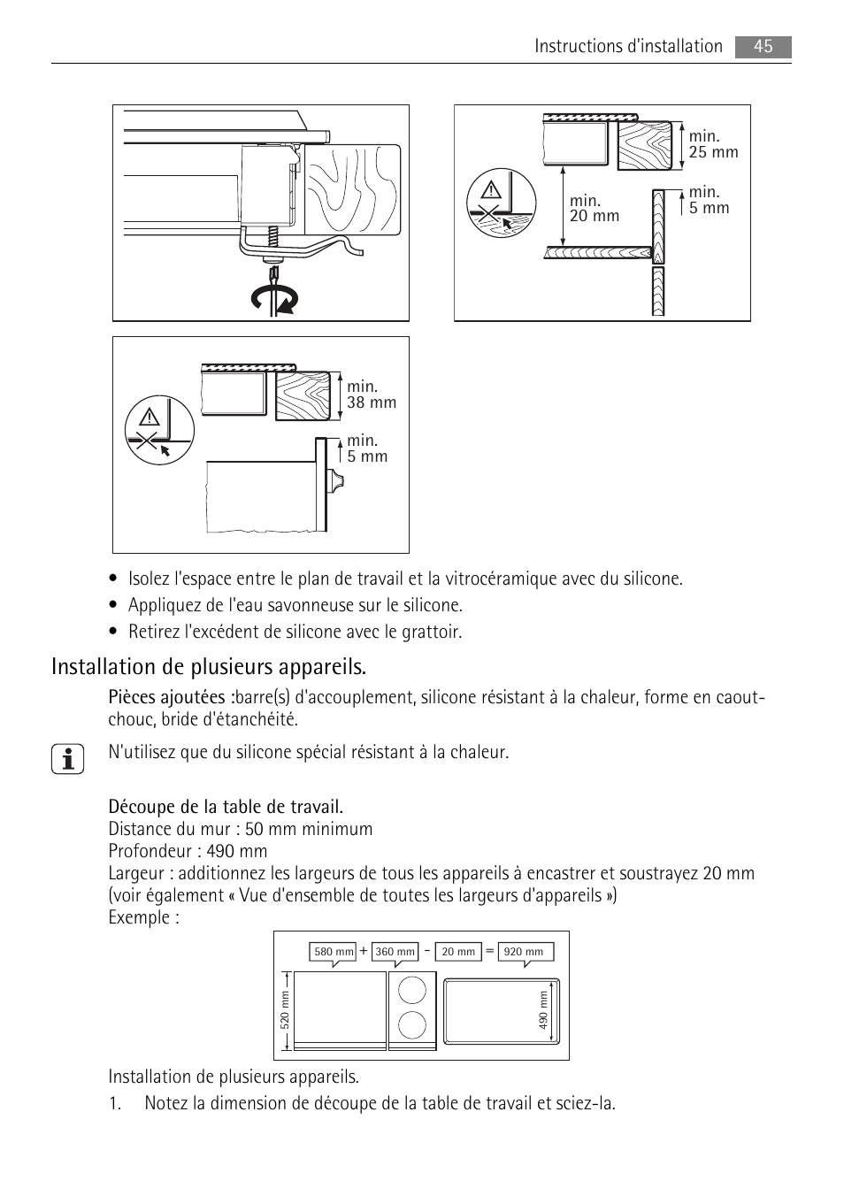 Installation de plusieurs appareils | AEG HC411520GB User Manual | Page 45 / 76