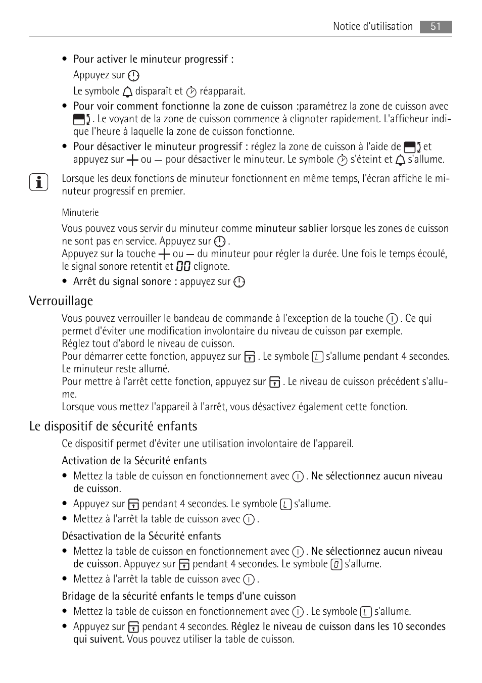 Verrouillage, Le dispositif de sécurité enfants | AEG HC411520GB User Manual | Page 51 / 76