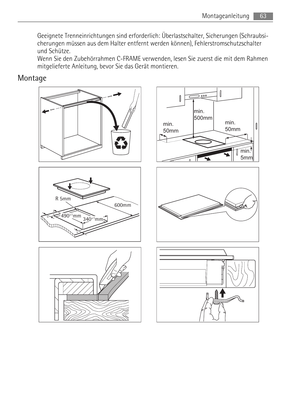 Montage, Montageanleitung 63 | AEG HC411520GB User Manual | Page 63 / 76