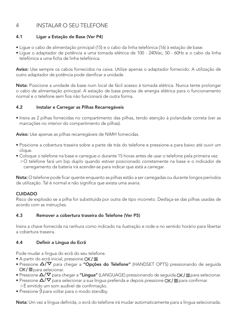 4instalar o seu telefone | AEG Boomerang User Manual | Page 102 / 112