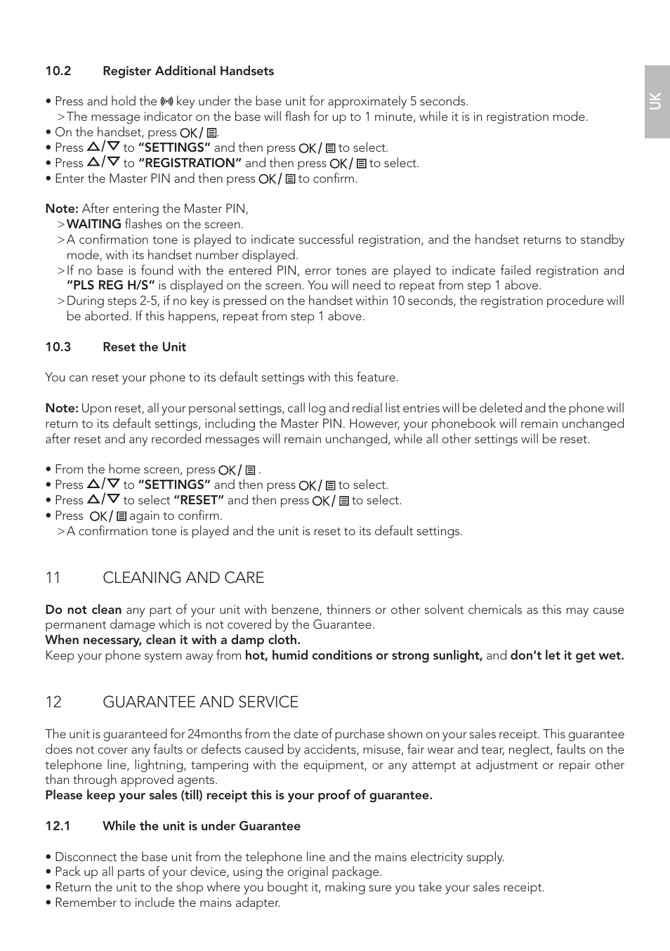 11 cleaning and care, 12 guarantee and service | AEG Boomerang User Manual | Page 11 / 112
