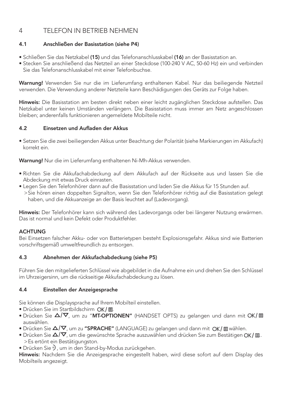 4telefon in betrieb nehmen | AEG Boomerang User Manual | Page 14 / 112