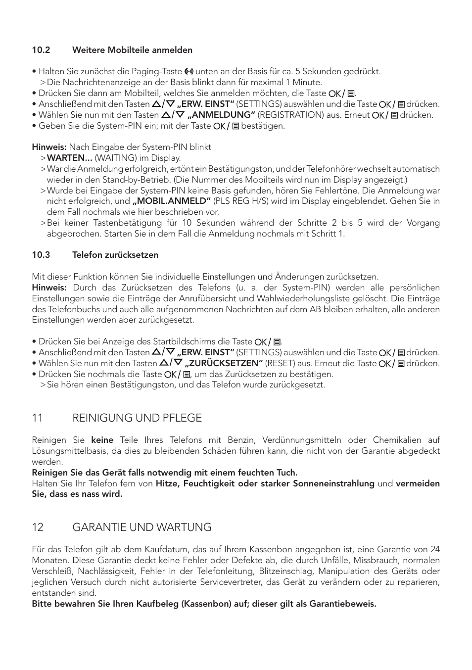 11 reinigung und pflege, 12 garantie und wartung | AEG Boomerang User Manual | Page 22 / 112