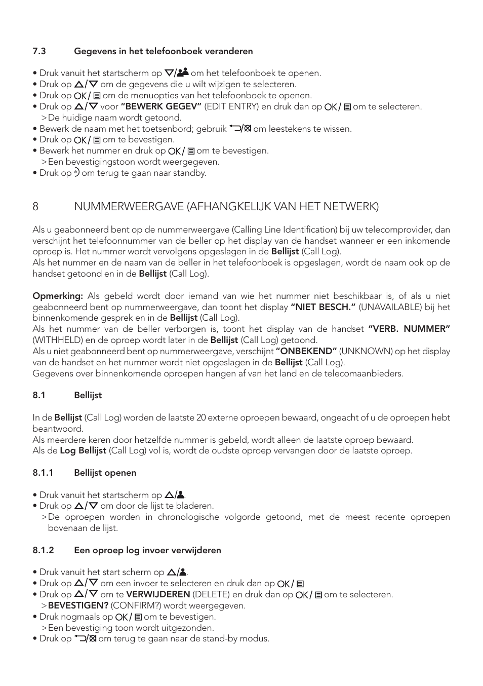 8nummerweergave (afhangkelijk van het netwerk) | AEG Boomerang User Manual | Page 42 / 112