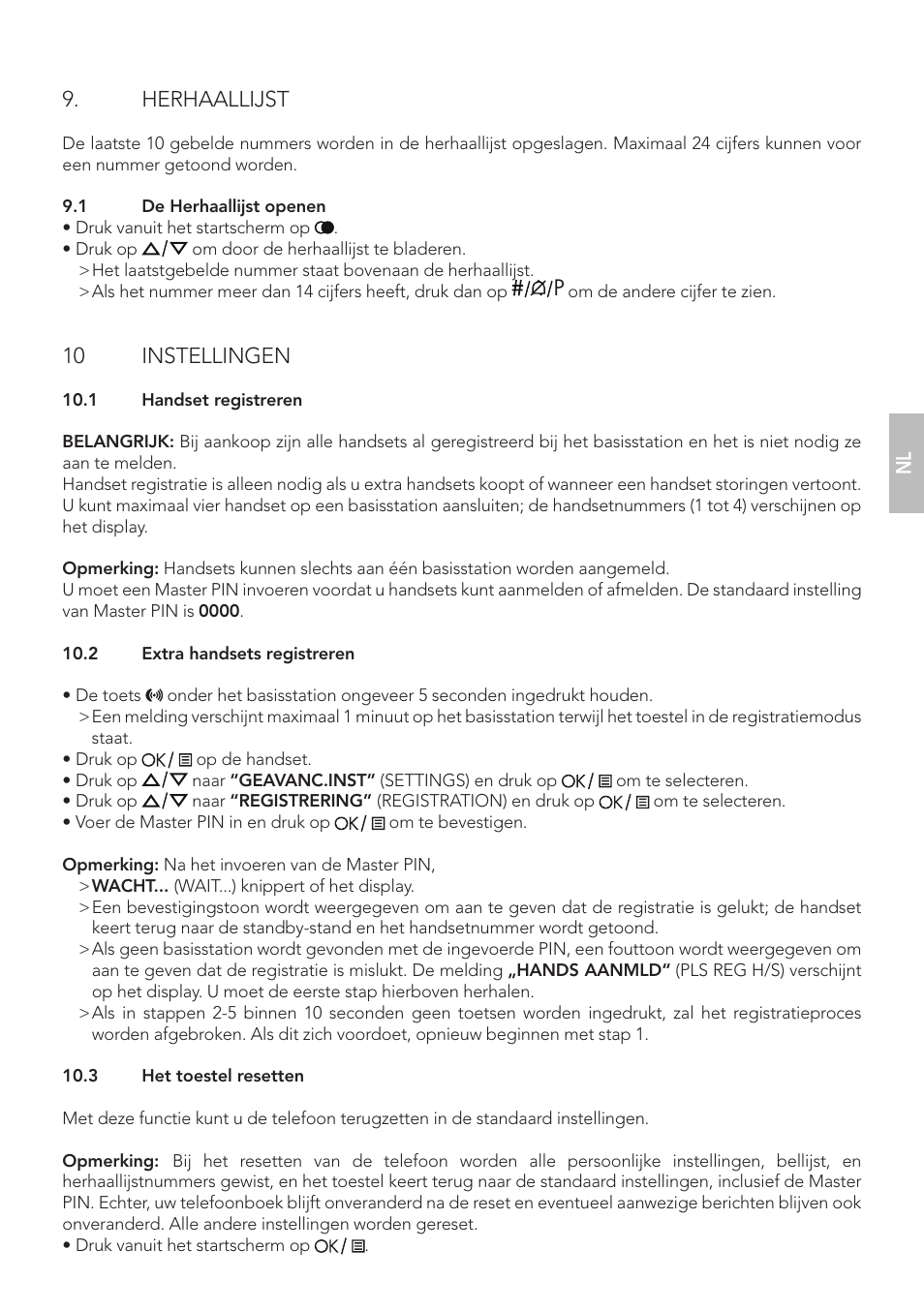 Herhaallijst, 10 instellingen | AEG Boomerang User Manual | Page 43 / 112