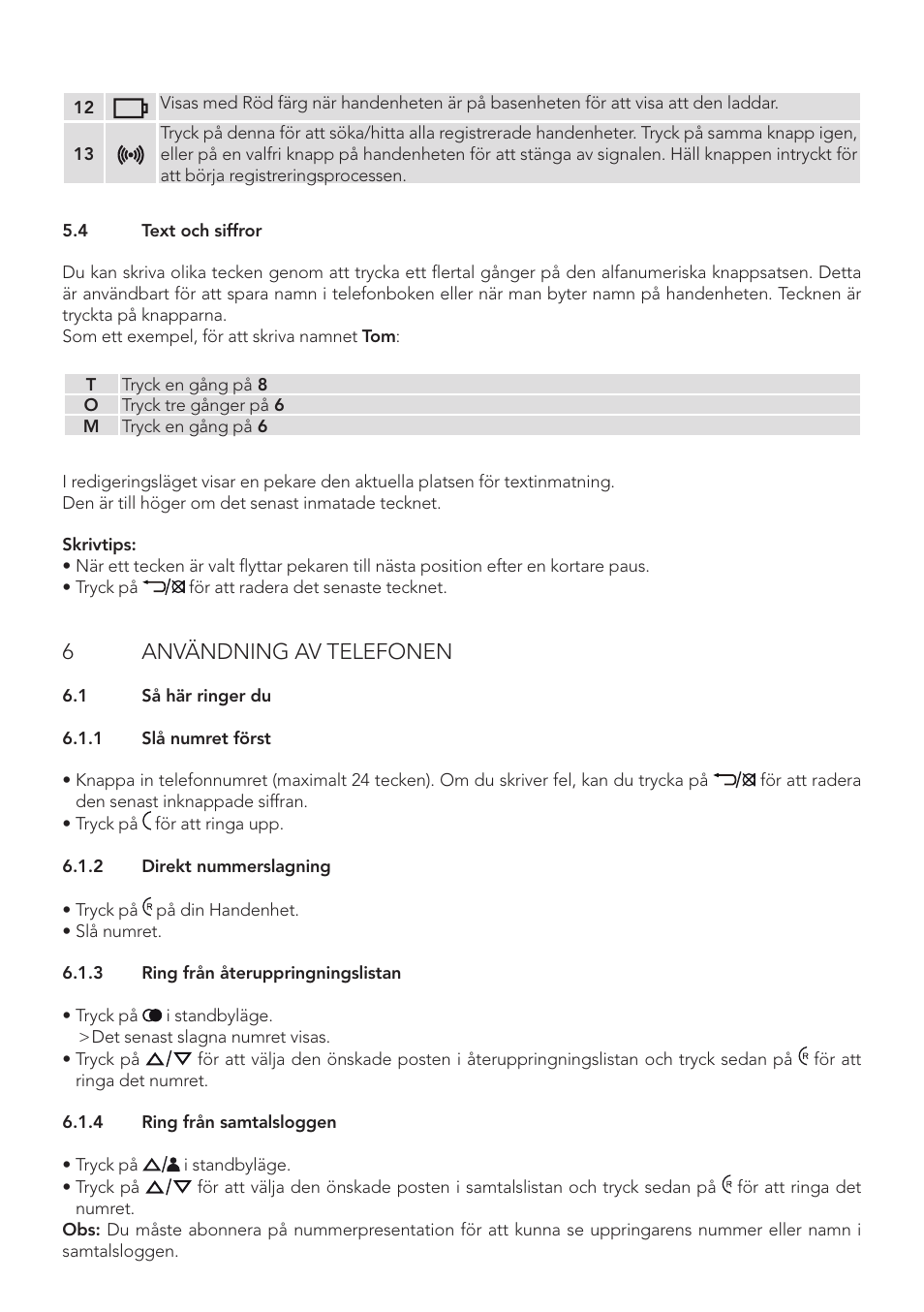 6användning av telefonen | AEG Boomerang User Manual | Page 60 / 112