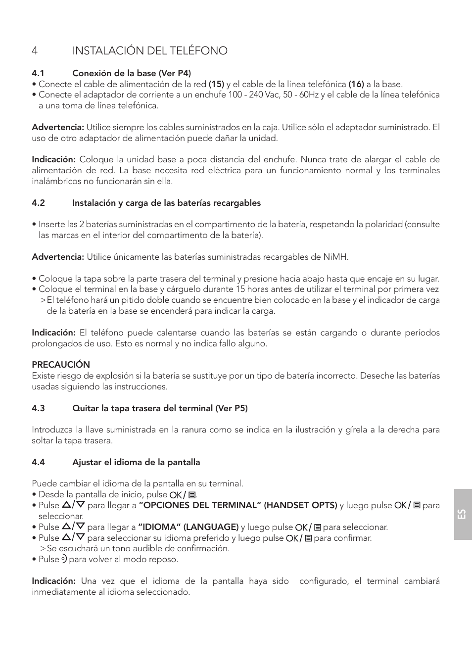 4instalación del teléfono | AEG Boomerang User Manual | Page 91 / 112