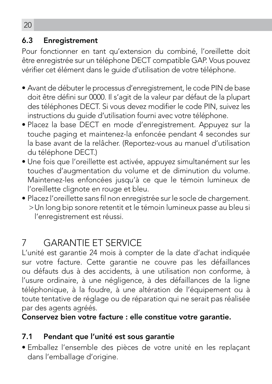 7garantie et service | AEG Voxtel roam User Manual | Page 20 / 60