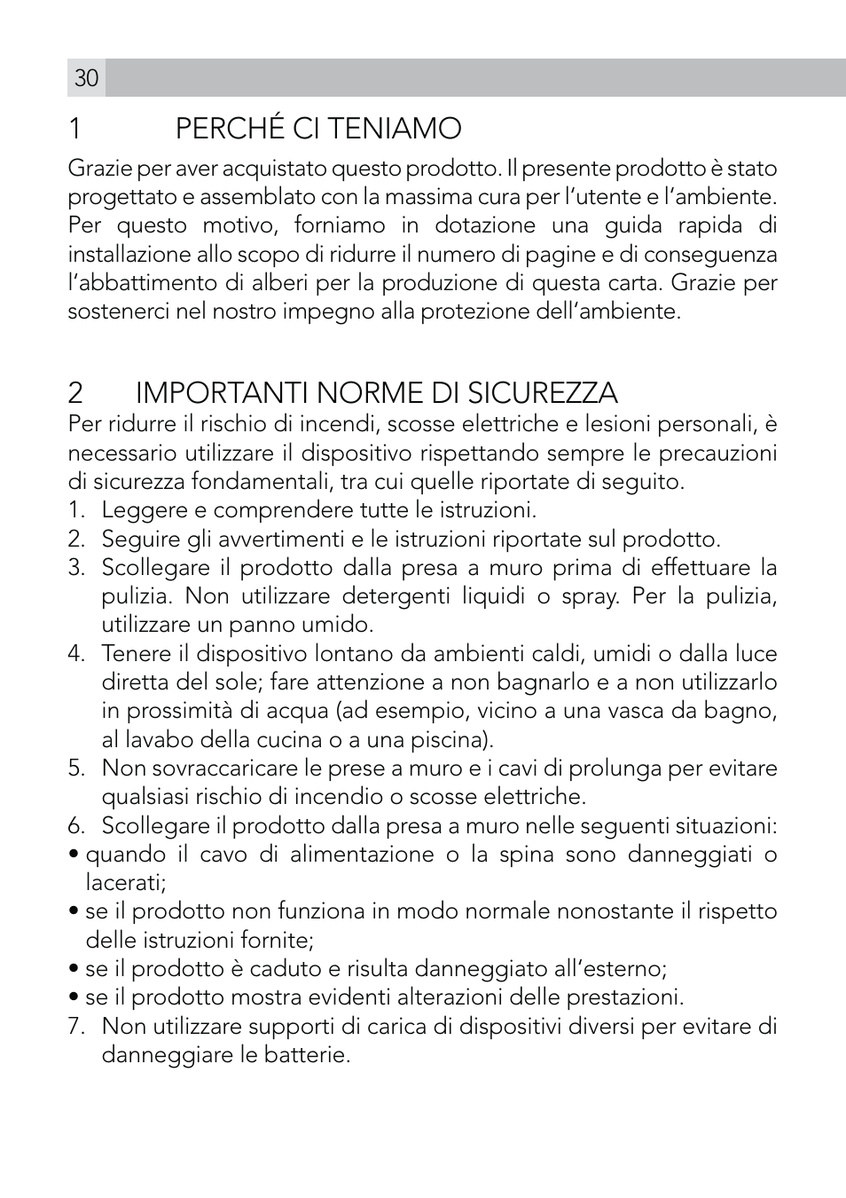 1perché ci teniamo, 2importanti norme di sicurezza | AEG Voxtel roam User Manual | Page 30 / 60