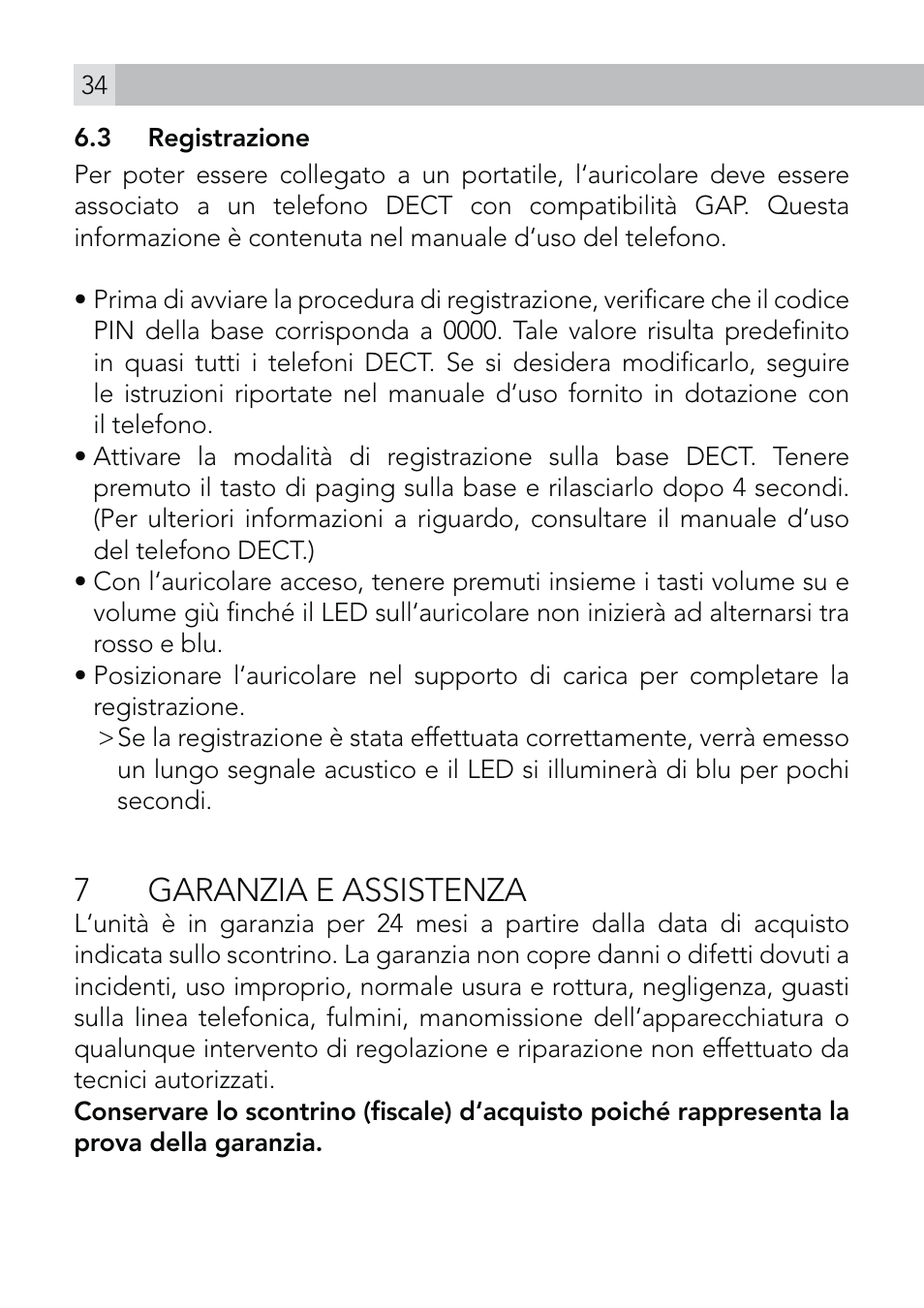 7garanzia e assistenza | AEG Voxtel roam User Manual | Page 34 / 60