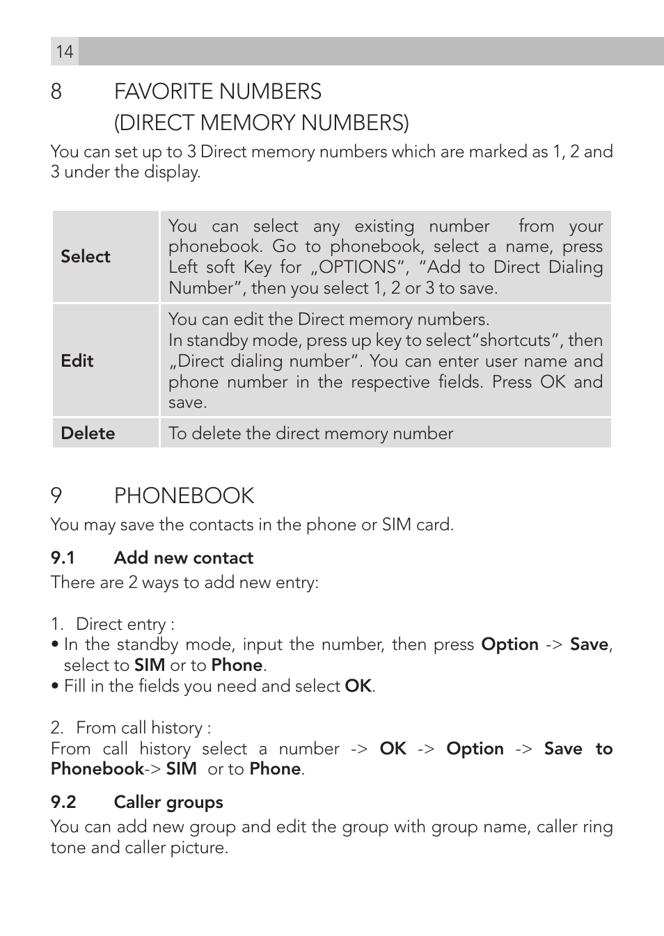 9phonebook | AEG Voxtel M400 User Manual | Page 14 / 40