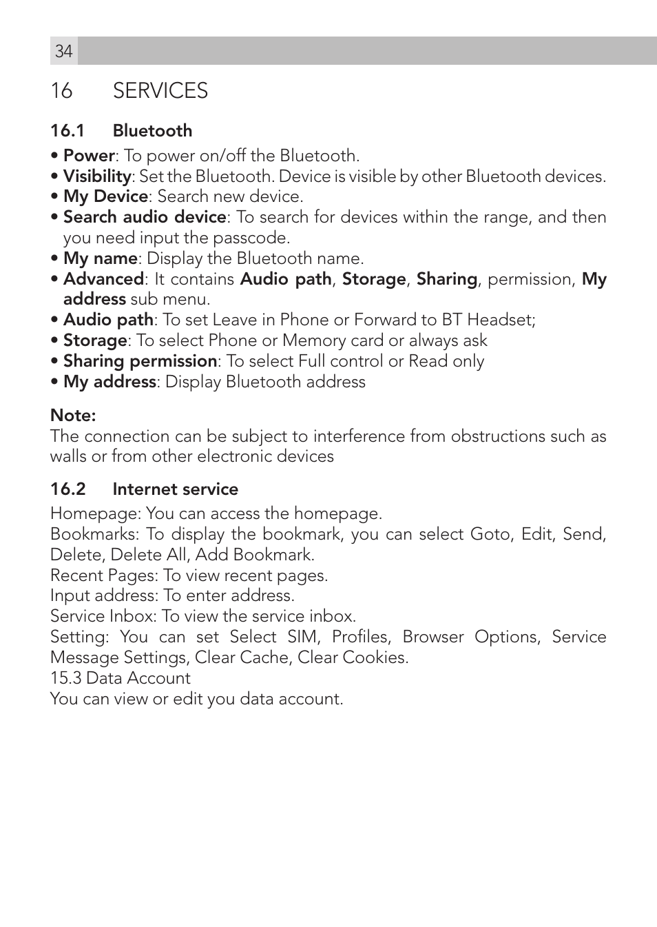 16 services | AEG Voxtel M400 User Manual | Page 34 / 40