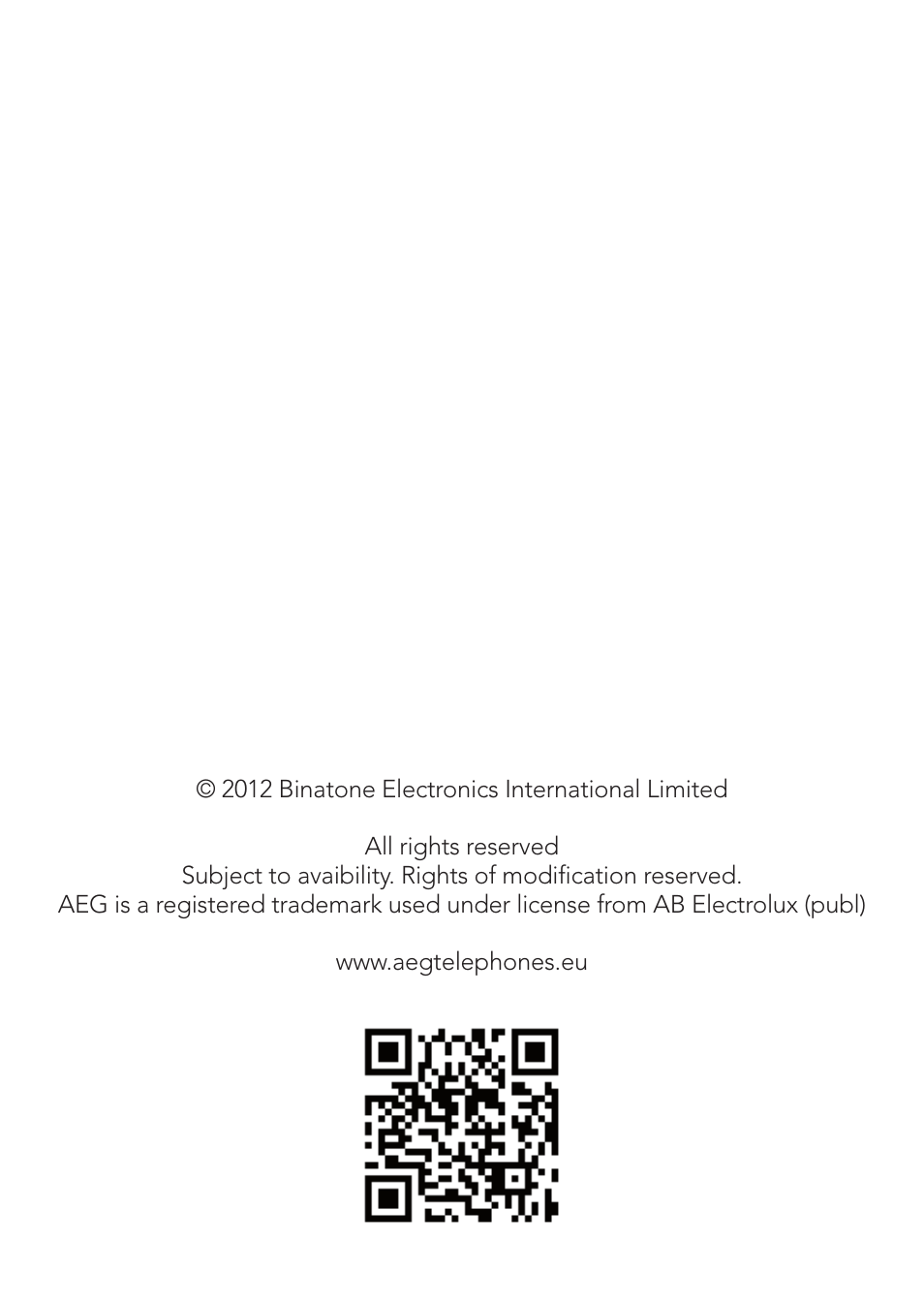 AEG Voxtel M400 User Manual | Page 40 / 40