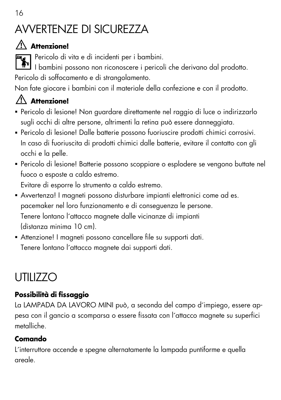 Avvertenze di sicurezza, Utilizzo | AEG Light Bulb Longlife User Manual | Page 16 / 40