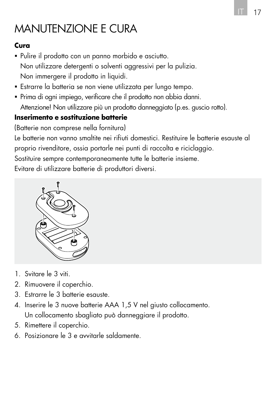 Manutenzione e cura | AEG Light Bulb Longlife User Manual | Page 17 / 40