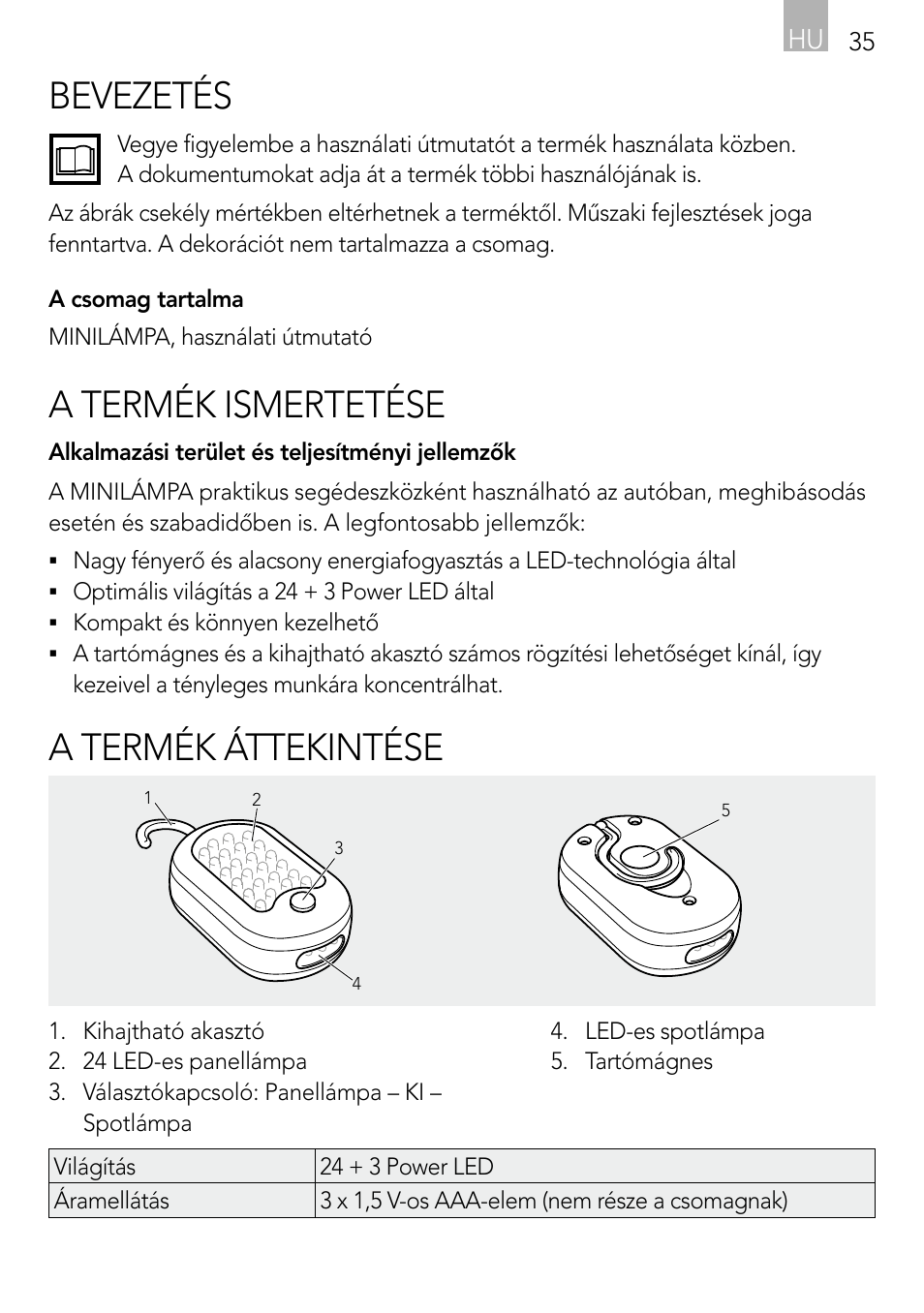 Bevezetés, A termék ismertetése, A termék áttekintése | AEG Light Bulb Longlife User Manual | Page 35 / 40