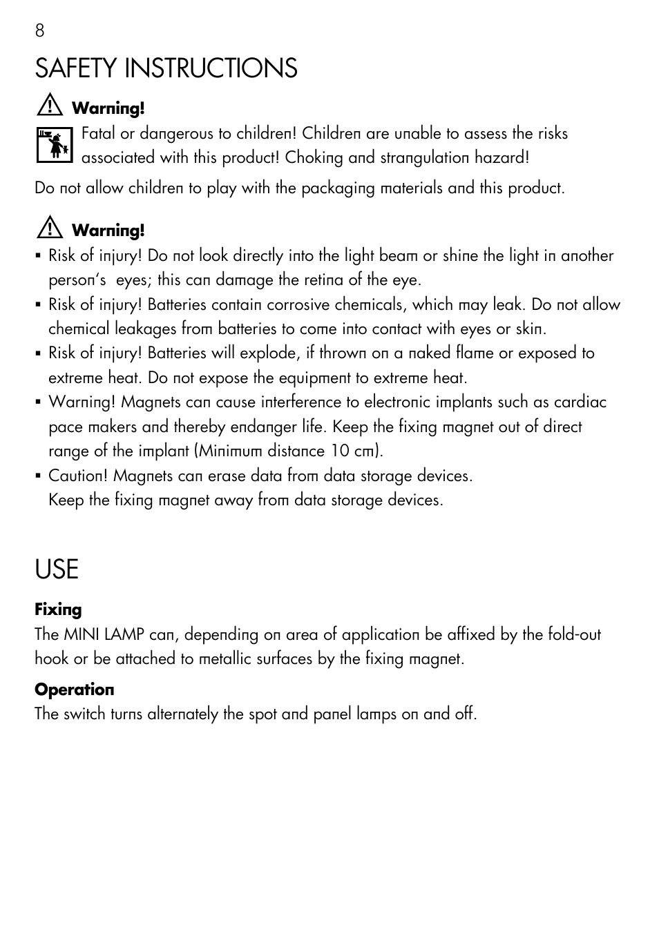 Safety instructions | AEG Light Bulb Longlife User Manual | Page 8 / 40