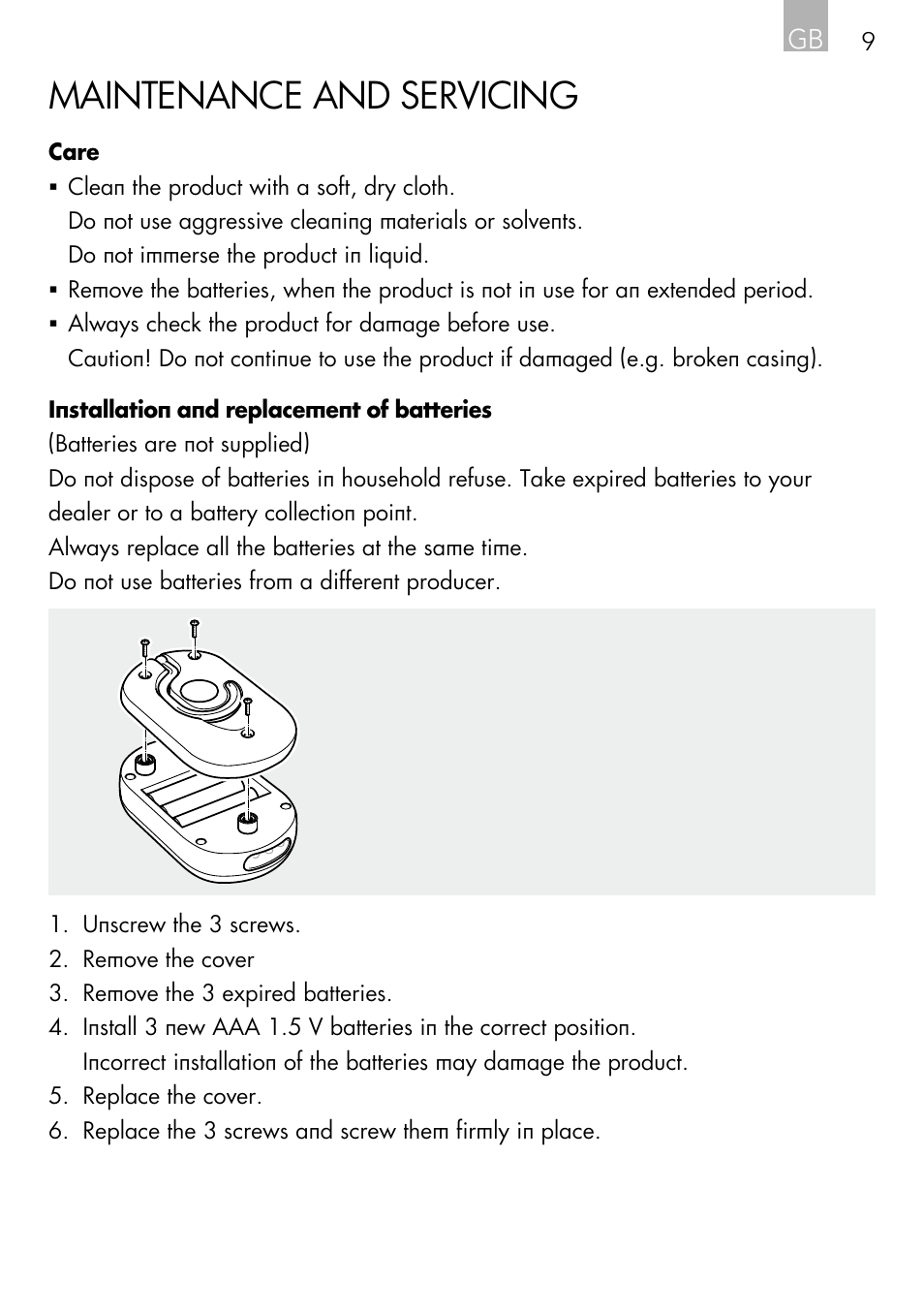 Maintenance and servicing | AEG Light Bulb Longlife User Manual | Page 9 / 40