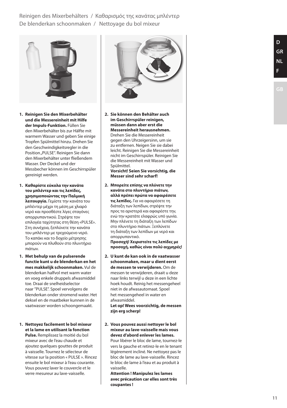 D gr nl f gb | AEG FP5200 User Manual | Page 11 / 28