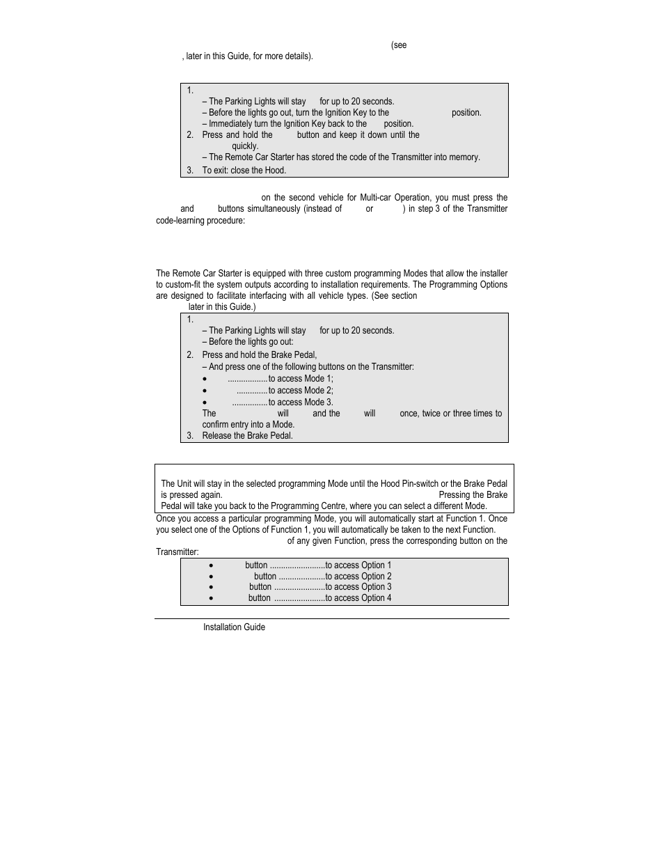 The transmitter programming procedure, Entering programming options mode | Autostart MANUAL TRANSMISSION REMOTE STARTER AS-1785 User Manual | Page 13 / 24