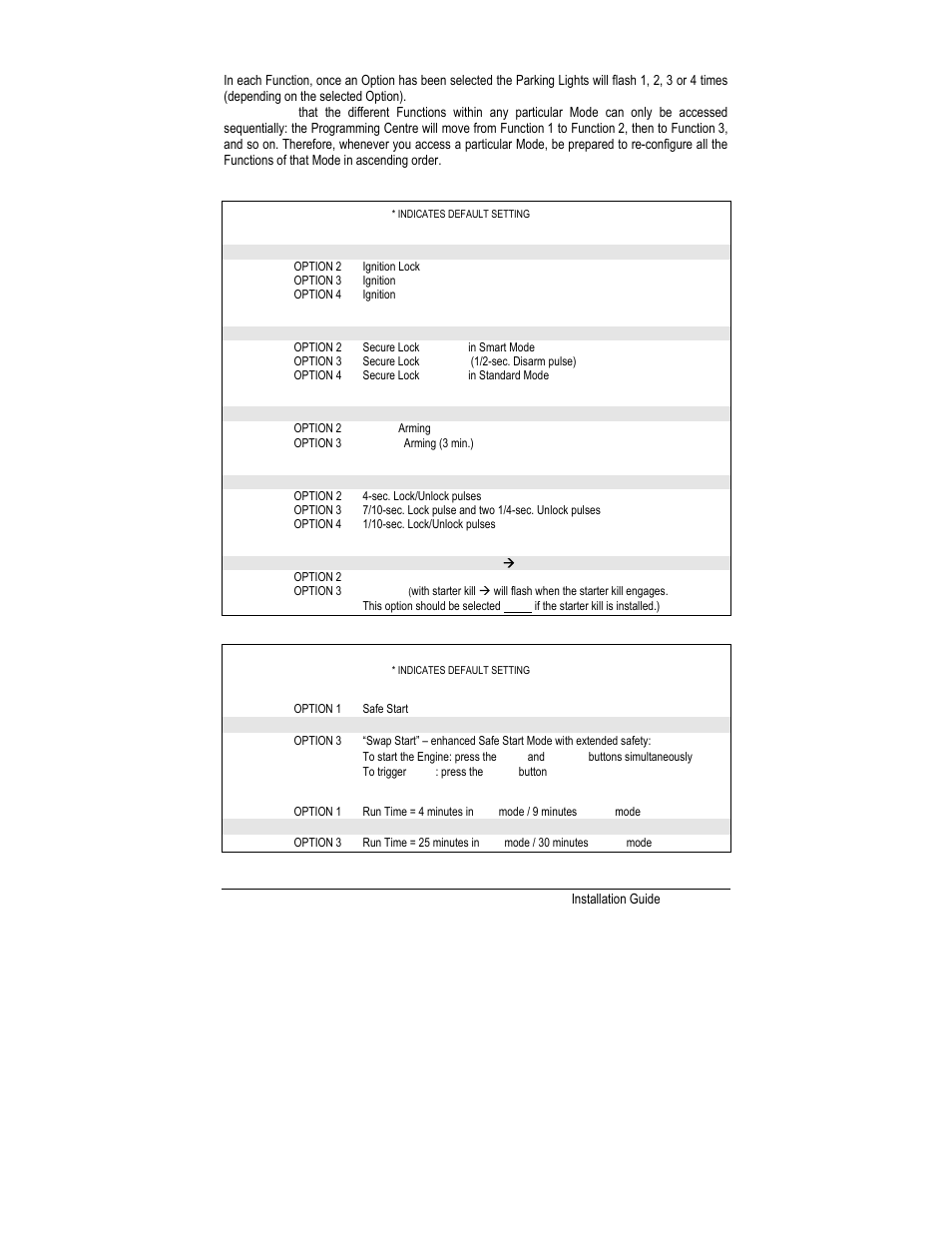 Programming options | Autostart MANUAL TRANSMISSION REMOTE STARTER AS-1785 User Manual | Page 14 / 24
