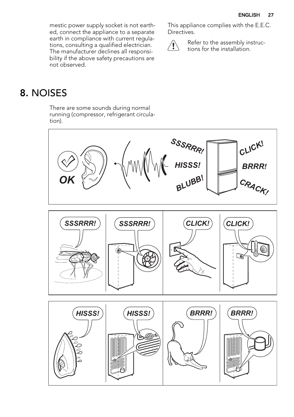 Noises | AEG AGS58200F0 User Manual | Page 27 / 88