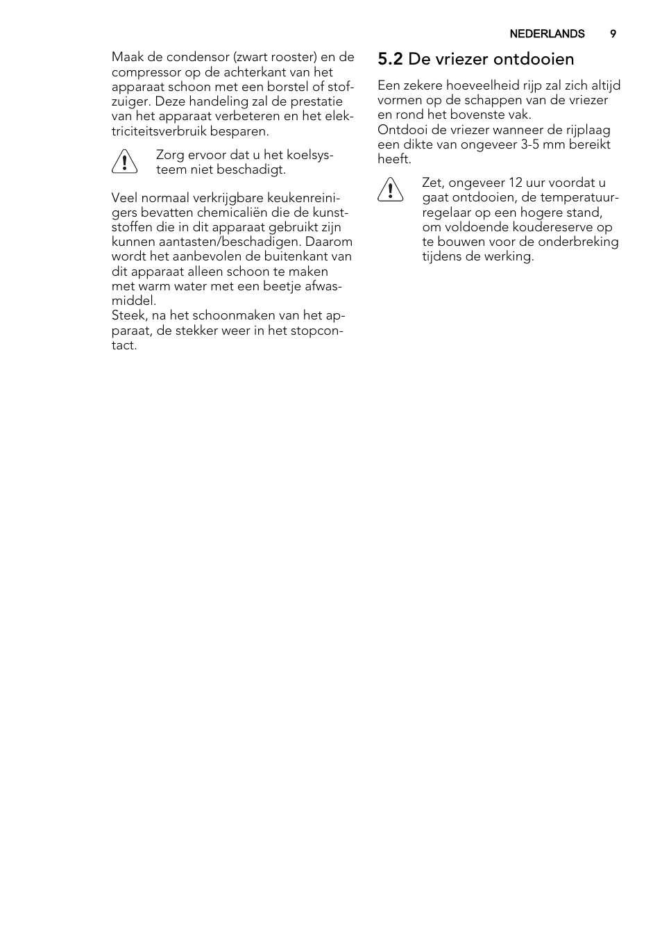 2 de vriezer ontdooien | AEG AGS58200F0 User Manual | Page 9 / 88