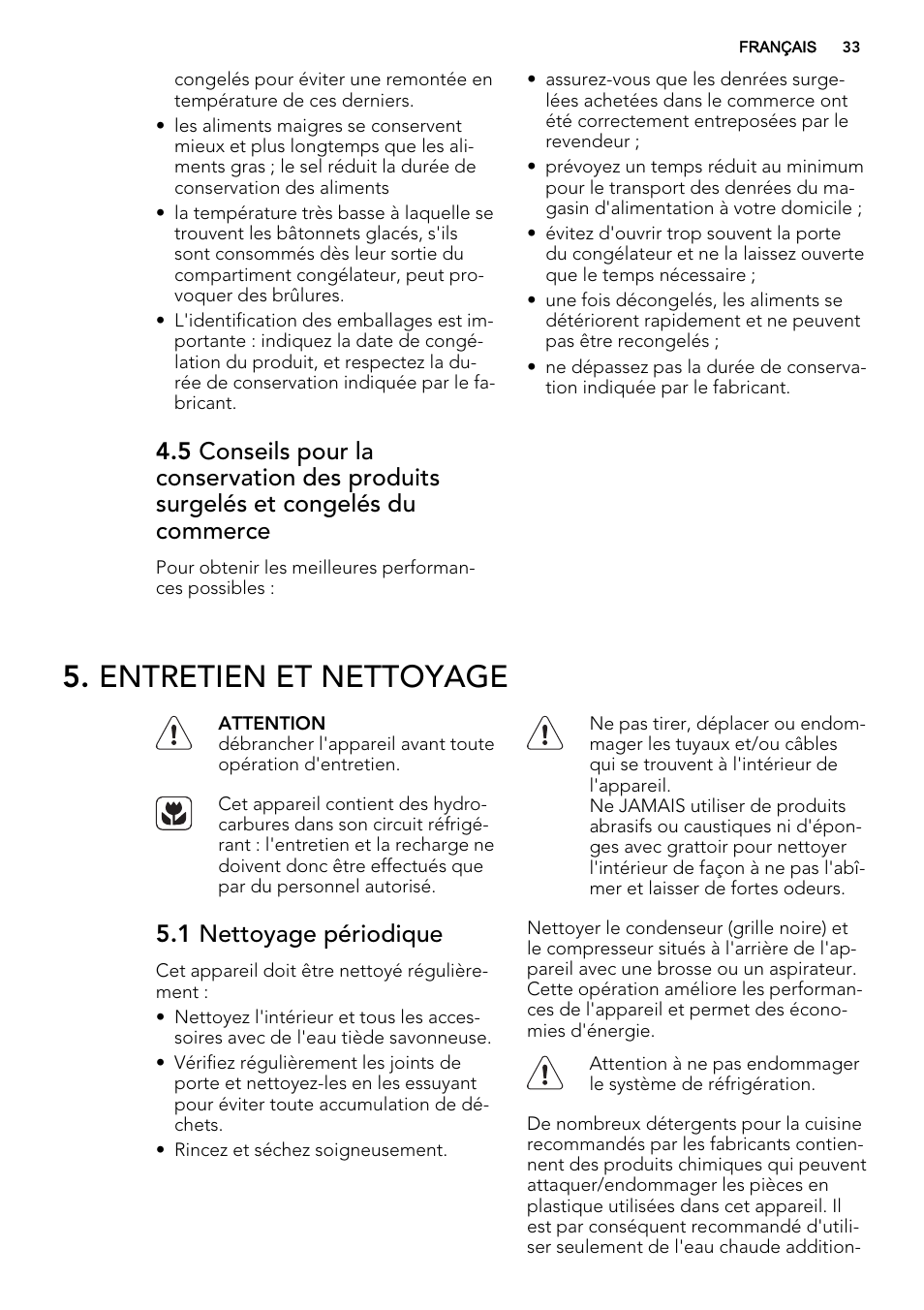 Entretien et nettoyage, 1 nettoyage périodique | AEG SKS51000S0 User Manual | Page 33 / 56