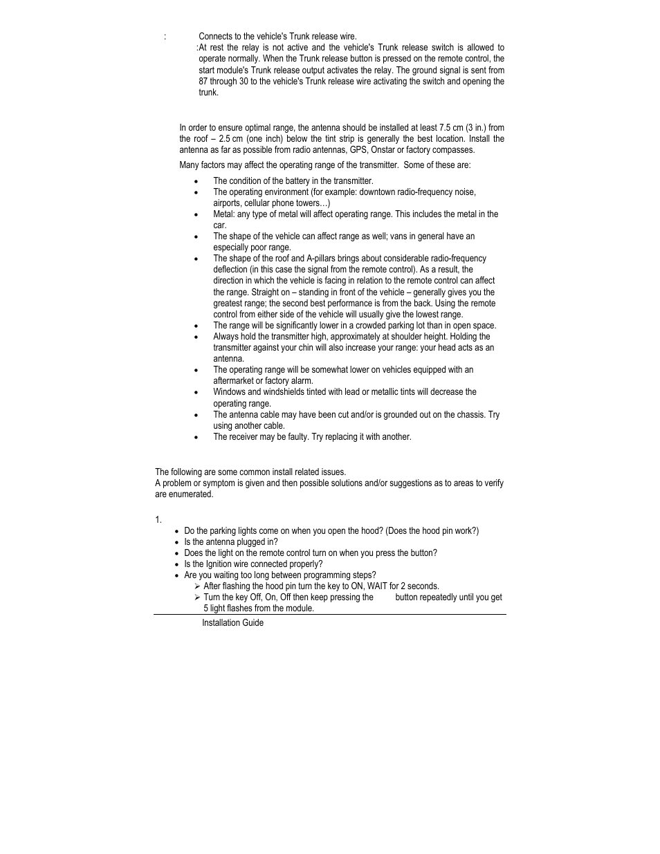 Troubleshooting poor transmitting range 19, Trouble shooting q & a | Autostart CT-3200 User Manual | Page 19 / 21