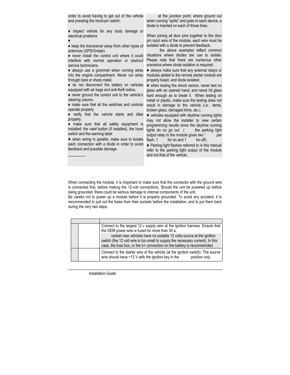 Harness description, Pin main ignition harness | Autostart CT-3200 User Manual | Page 3 / 21
