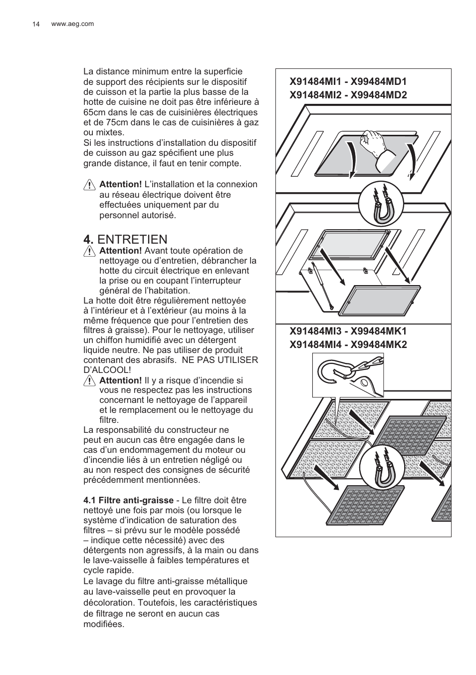 Entretien | AEG X99484MD1 User Manual | Page 14 / 160